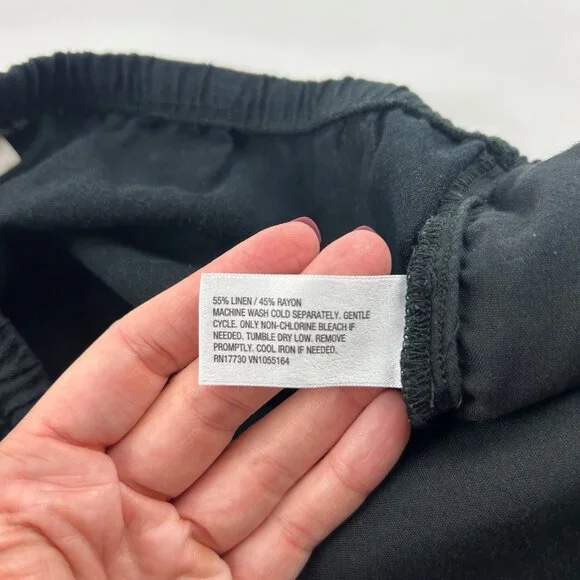 A New Day Black Linen Blend Wide Leg Lounge Pant M - Picture 5 of 7